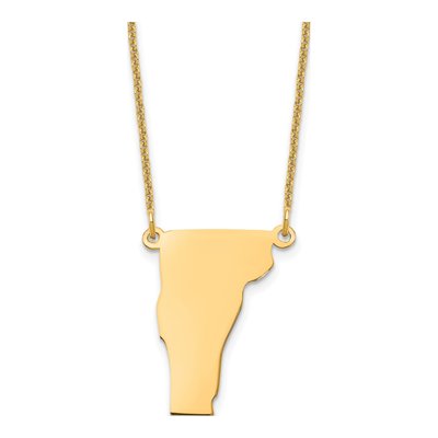 14K Yellow Gold Vermont State Pendant Necklace