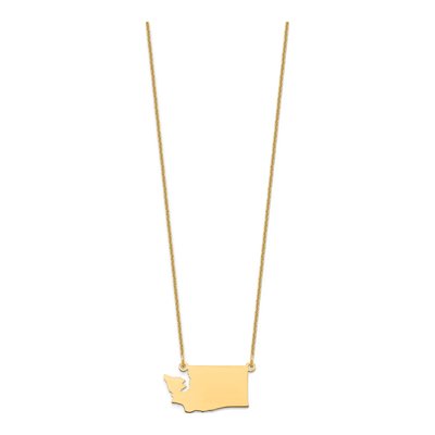 14K Yellow Gold Washington State Pendant Necklace – view 2