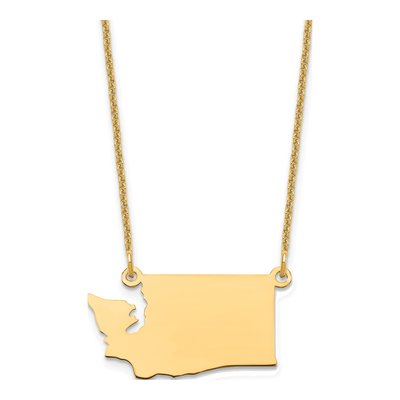 14K Yellow Gold Washington State Pendant Necklace