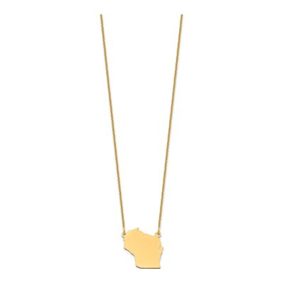 14K Yellow Gold Wisconsin State Pendant Necklace – view 2
