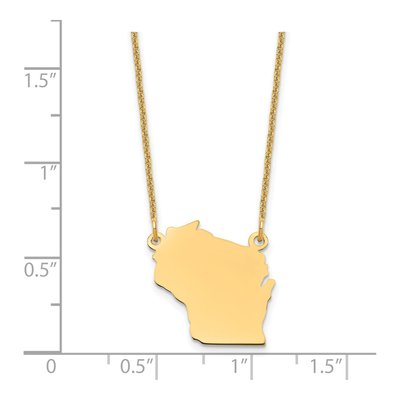 14K Yellow Gold Wisconsin State Pendant Necklace – view 3