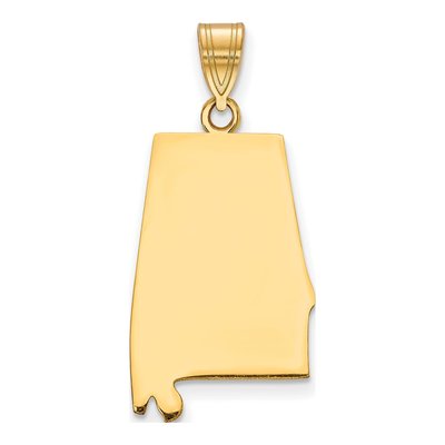 Gold-Plated Sterling Silver Alabama State Pendant