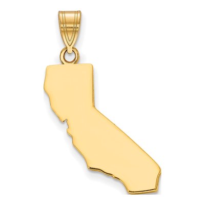 Gold-Plated Sterling Silver California State Pendant