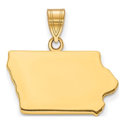 Gold-Plated Sterling Silver Iowa State Pendant