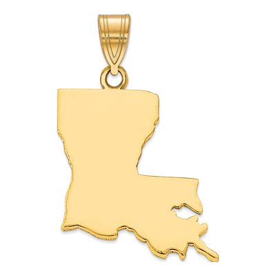 Gold-Plated Sterling Silver Louisiana State Pendant