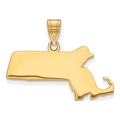 Gold-Plated Sterling Silver Massachusetts State Pendant