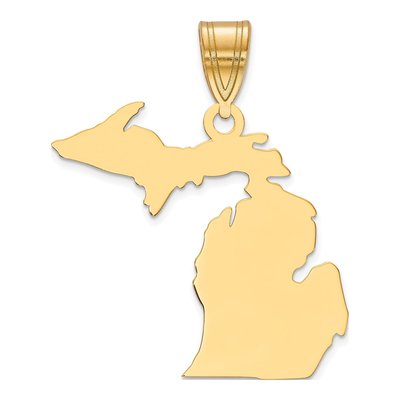 Gold-Plated Sterling Silver Michigan State Pendant