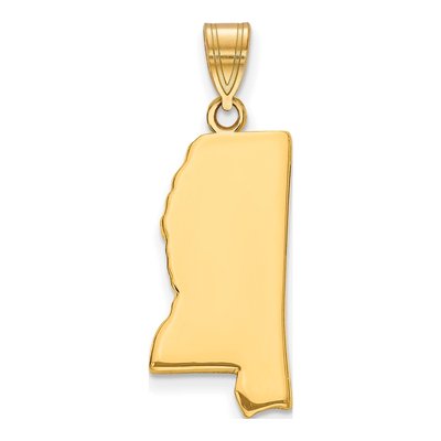 Gold-Plated Sterling Silver Mississippi State Pendant