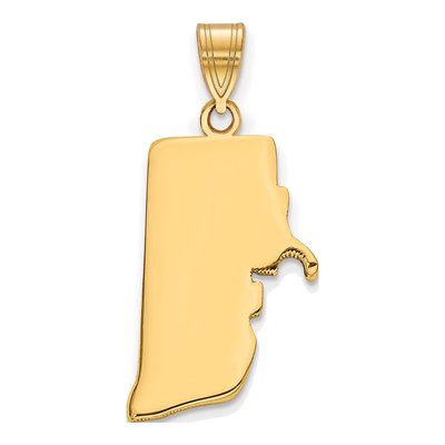 Gold-Plated Sterling Silver Rhode Island State Pendant