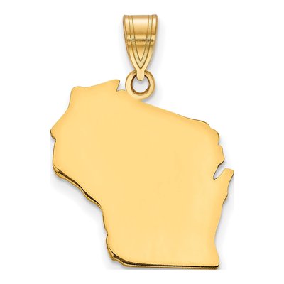 Gold-Plated Sterling Silver Wisconsin State Pendant
