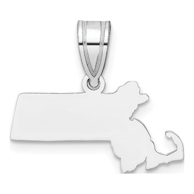 14K White Gold Massachusetts State Pendant