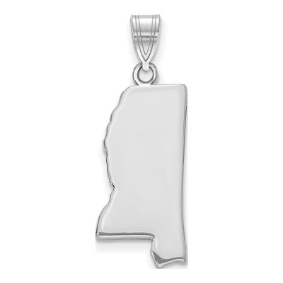 14K White Gold Mississippi State Pendant