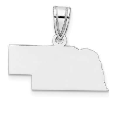 14K White Gold Nebraska State Pendant