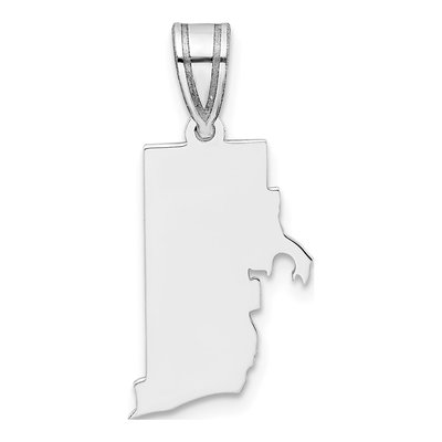 14K White Gold Rhode Island State Pendant