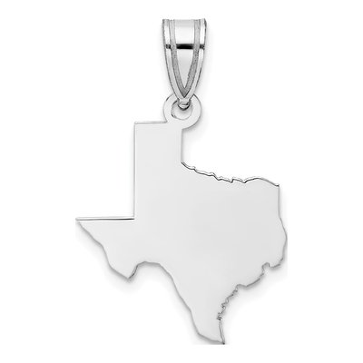 14K White Gold Texas State Pendant