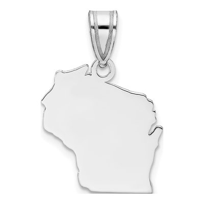 14K White Gold Wisconsin State Pendant