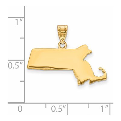 14K Yellow Gold Massachusetts State Pendant – view 2