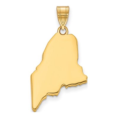 14K Yellow Gold Maine State Pendant