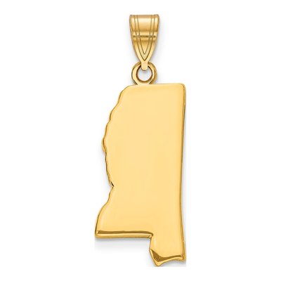 14K Yellow Gold Mississippi State Pendant