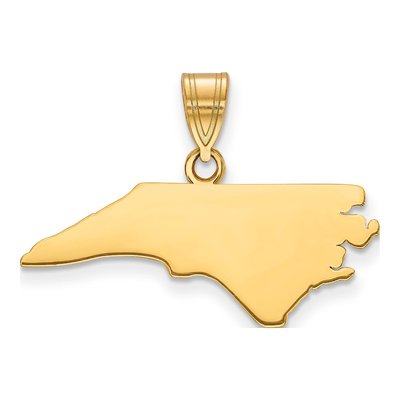 14K Yellow Gold North Carolina State Pendant
