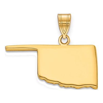 14K Yellow Gold Oklahoma State Pendant