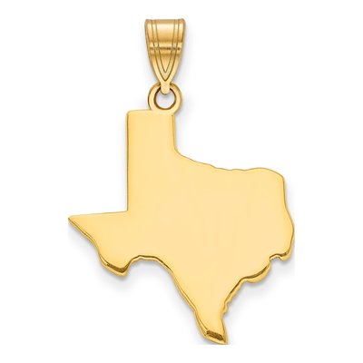 14K Yellow Gold Texas State Pendant