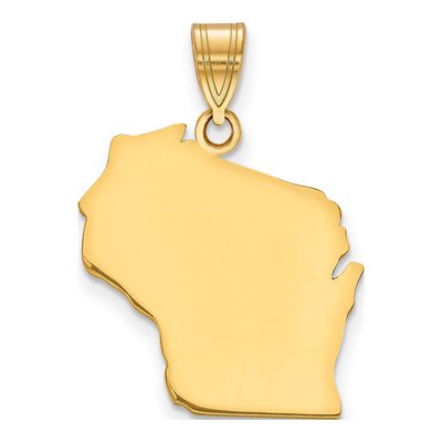 14K Yellow Gold Wisconsin State Pendant