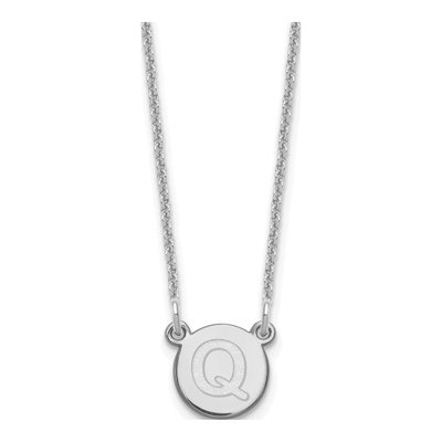 14K White Gold Letter Q Necklace