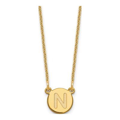 14K Yellow Gold Letter N Necklace