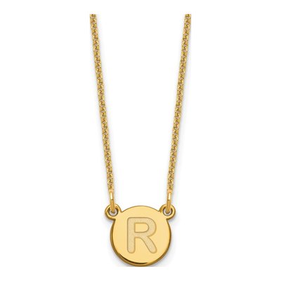 14K Yellow Gold Letter R Necklace