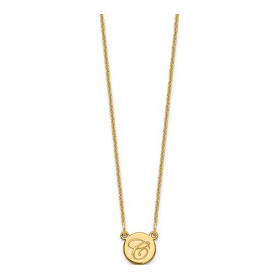 14K Yellow Gold Script Initial Circle Necklace – view 2