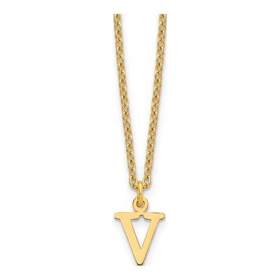 Gold-Plated Sterling Silver Letter V Necklace