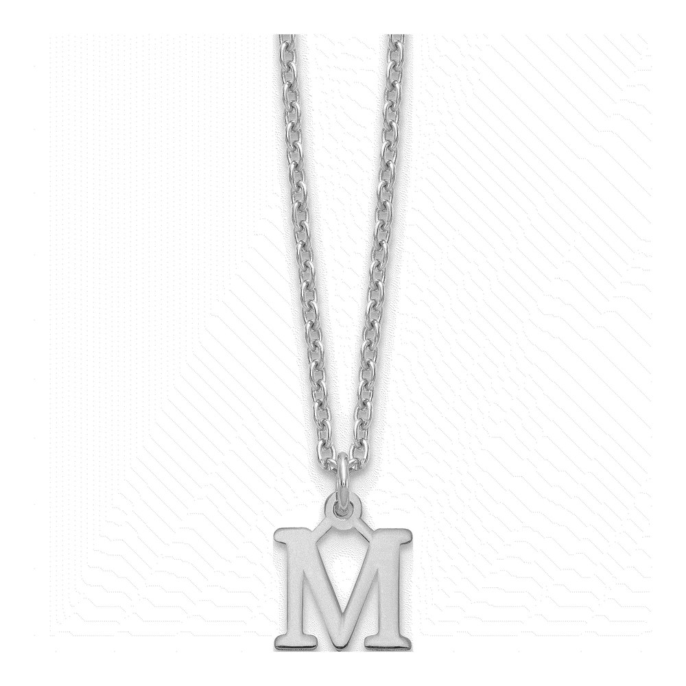 Sterling Silver Initial M Necklace, 18" Cable Chain