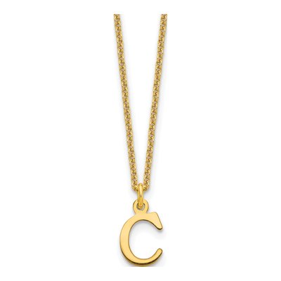 14K Yellow Gold Letter C Necklace