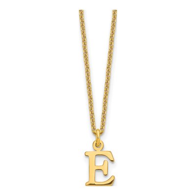 14K Yellow Gold Letter E Necklace