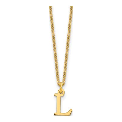 14K Yellow Gold Cutout Letter L Necklace