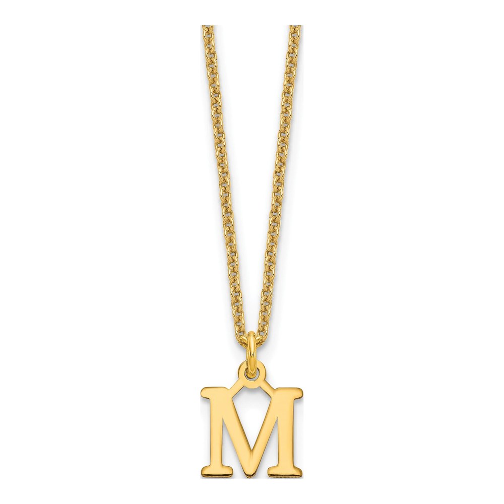 14K Yellow Gold Letter M Necklace