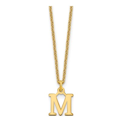 14K Yellow Gold Letter M Necklace