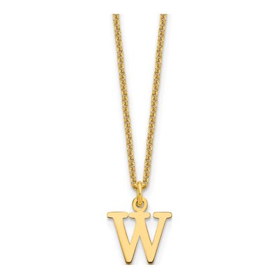 14K Yellow Gold Letter W Necklace