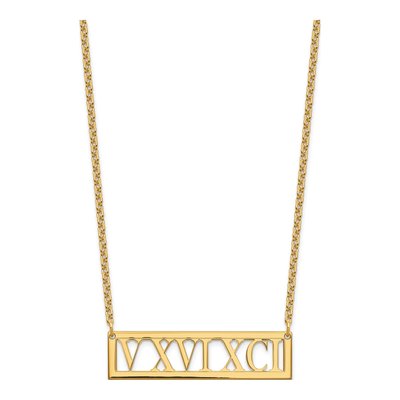 Gold-Plated Sterling Silver Personalized Roman Numeral Bar Necklace – view 2