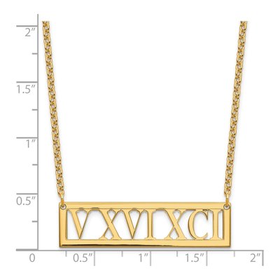 Gold-Plated Sterling Silver Personalized Roman Numeral Bar Necklace – view 3