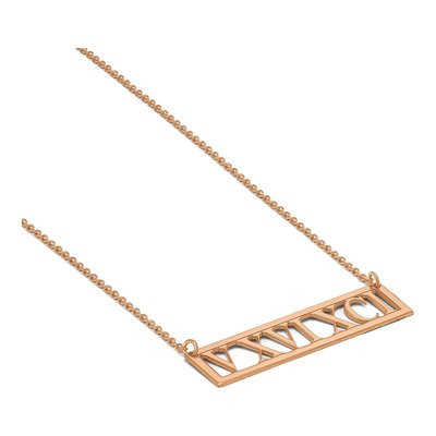 14K Rose Gold Roman Numeral Bar Necklace – view 3