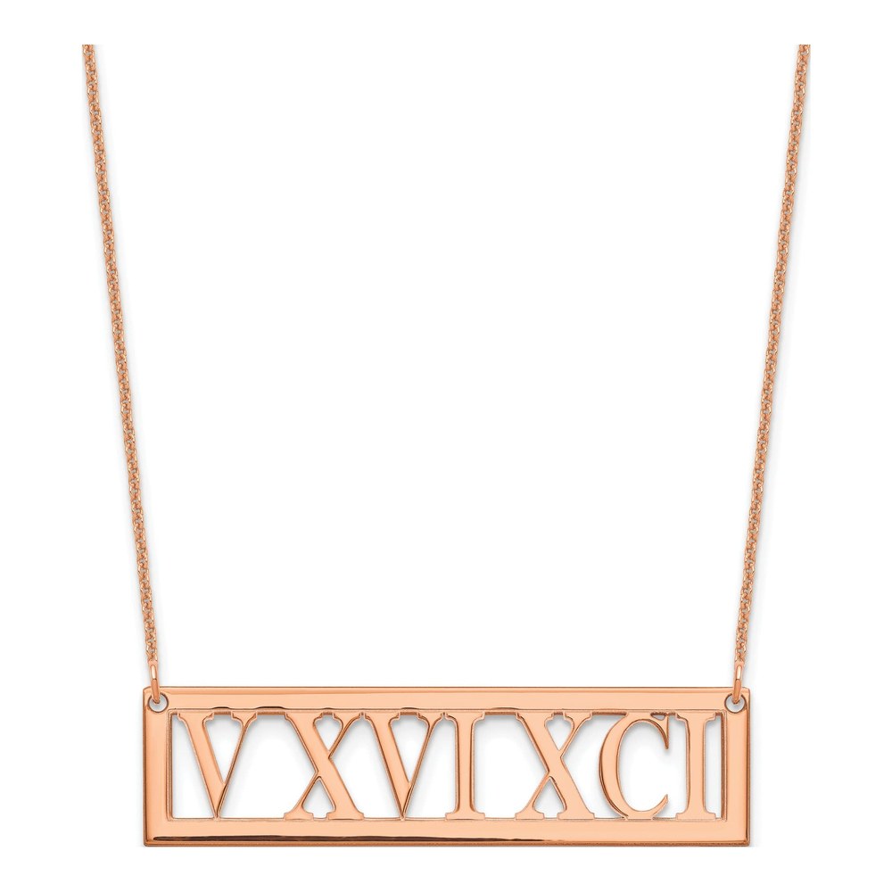 14K Rose Gold Roman Numeral Bar Necklace
