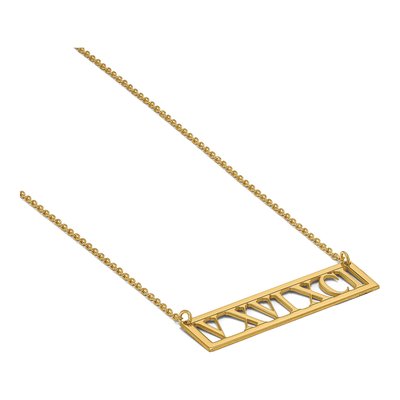 14K Yellow Gold Roman Numeral Bar Necklace – view 4