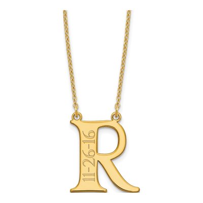 Gold-Plated Sterling Silver Personalized Initial Date Necklace