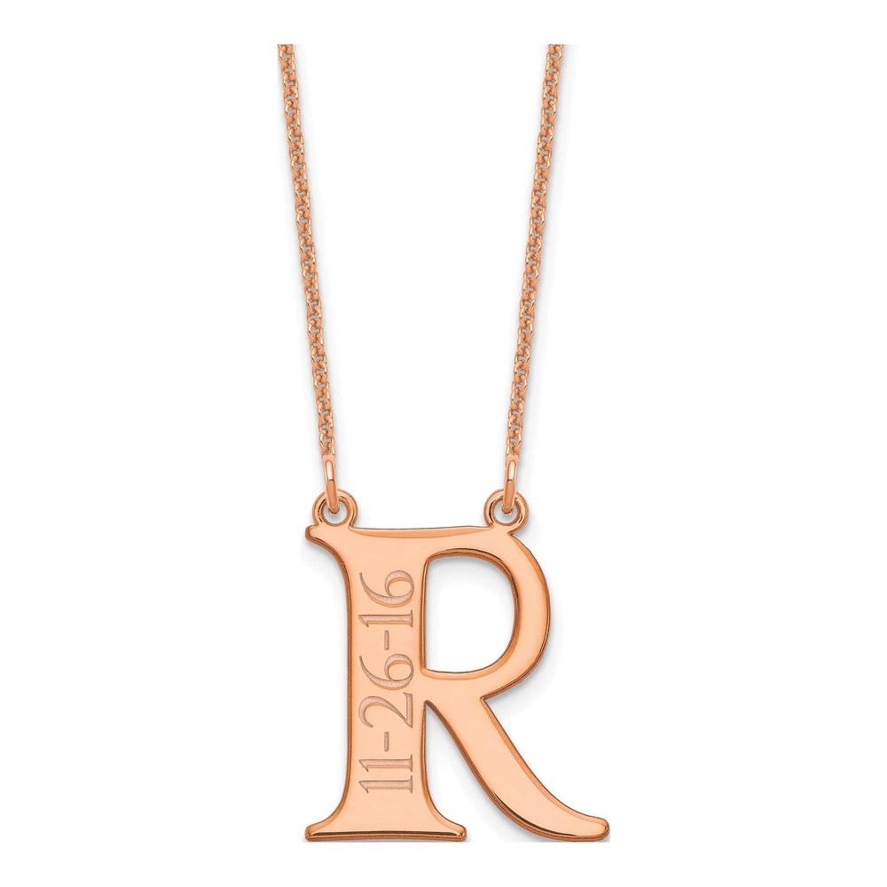 14K Rose Gold Personalized Initial Date Necklace