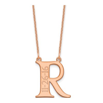 14K Rose Gold Personalized Initial Date Necklace