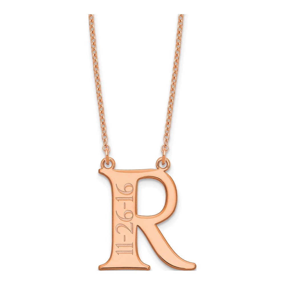 Rose Gold-Plated Sterling Silver Personalized Initial Date Necklace