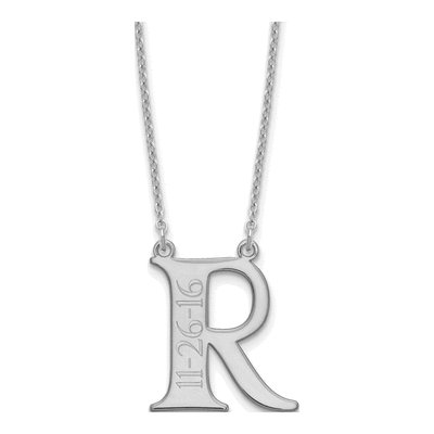 Sterling Silver Personalized Initial Date Necklace