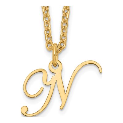 Gold-Plated Sterling Silver Letter N Necklace